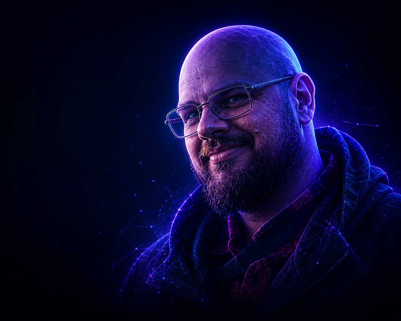 Futuristisches Neon-Porträt von Christoph Dietrich